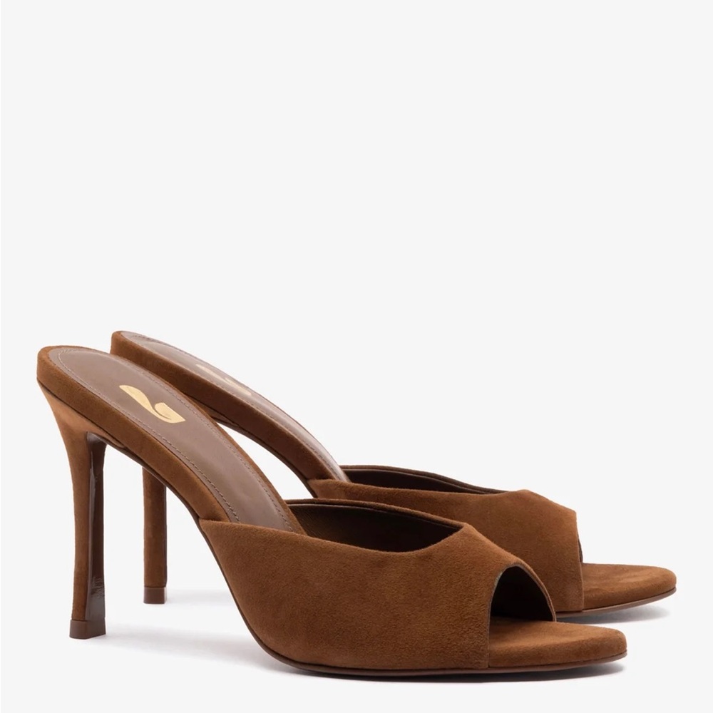 Larroude Jasmine Hi Mule Burnt Umber Suede Size 6.5